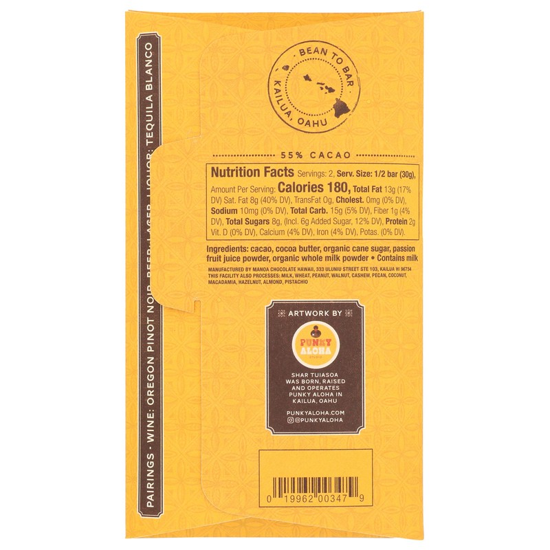MANOA CHOCOLATE Liliko'I Passion Fruit Chocolate Bar, 2.1 OZ
