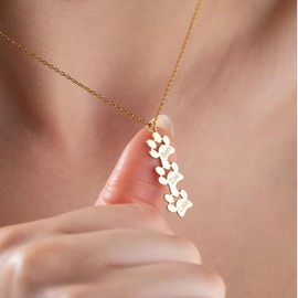 MeiceM Custom Pet Memorial Necklace, paw Print Necklace for Women,Paw Print Pendant with Birthstone,Engrave Paw Print Necklace, Pet Loss Keepsake Jewelry (3 Paw Prints)