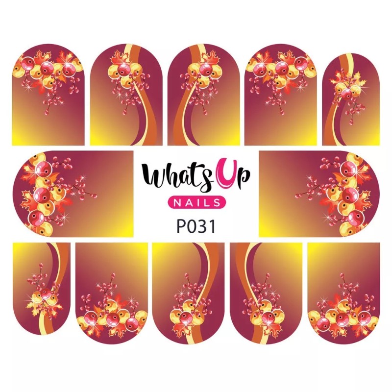 Whats Up Nails P031 Holly Frenzy Water Decals Sliders for