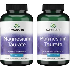 Swanson Magnesium Taurate - Mineral Supplement - Natural Magnesium & Taurine Formula- (120 Tablets, 100mg Each) (2 Pack)