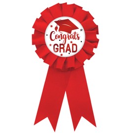 Congrats Grad Tinplate Badge Pin, Graduation Brooch Pin, Class of 2025 Button Pin for Women Men, Red Rosette Medical/Law School Graduation Award Ribbon, 2025 Grad Party Favors