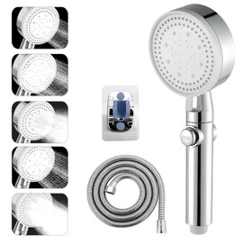 Head Shower Head with 5 Functions Pressure Increasing Jet Hand Shower Functions Economy Shower Head for Bathing Saving Shower Head Shower Head with Hose for Bathing, Cleaning, Tub