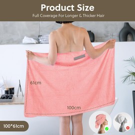 AOOWU Hair Turban Towel, Pack of 4 Turban Hair Drying Towel Hair Turban with Button, Head Scarf Towel for Long Hair, Quick-Drying Microfibre Towel Hair Towels, Hand Towels, 100 x 60 cm