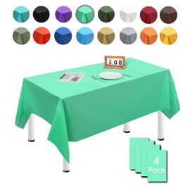 4 Pack LightGreen Table Cloths for Party,137x274cm Extra Large Rectangular Tablecloths,Solid Color TableCloth,Wipe Clean|Waterproof|Oilproof Table Cover for Parties,Daily Use,Outdoor Picnic,Weddings