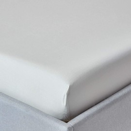 HOMESCAPES Percale Fitted Sheet Silver Grey 160 x 200 cm, Flat Sheet Egyptian Cotton, Fitted Sheet with Elastic Band, 200 Thread Count
