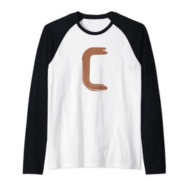 Creative Bold Leather Letter C - Design - Alphabet - Marker Raglan Baseball Tee