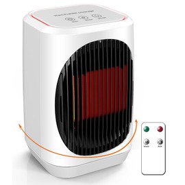 iFTY Small Space Heater for Indoor Use, Portable Electric Heaters with 3 Modes, 70° Oscillation, Remote Control, Overheating Protection, 1500W PTC Ceramic Fast Safety Heating For Bedroom Office Desk