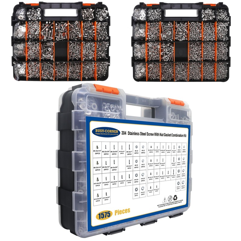1575 PCS Nuts and Bolts Assortment Kit, Stainless Steel Phillips