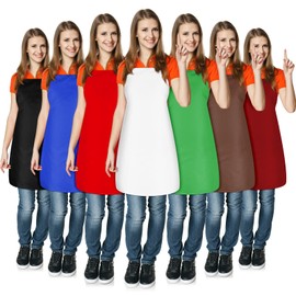 Geyoga 14 Packs Adults Women Aprons White Red Wine Blue Green Black Coffee White Paint Apron Machine Washable Blank Bib Apron Plain Aprons Unisex Aprons for Cooking BBQ DIY Painting Crafting