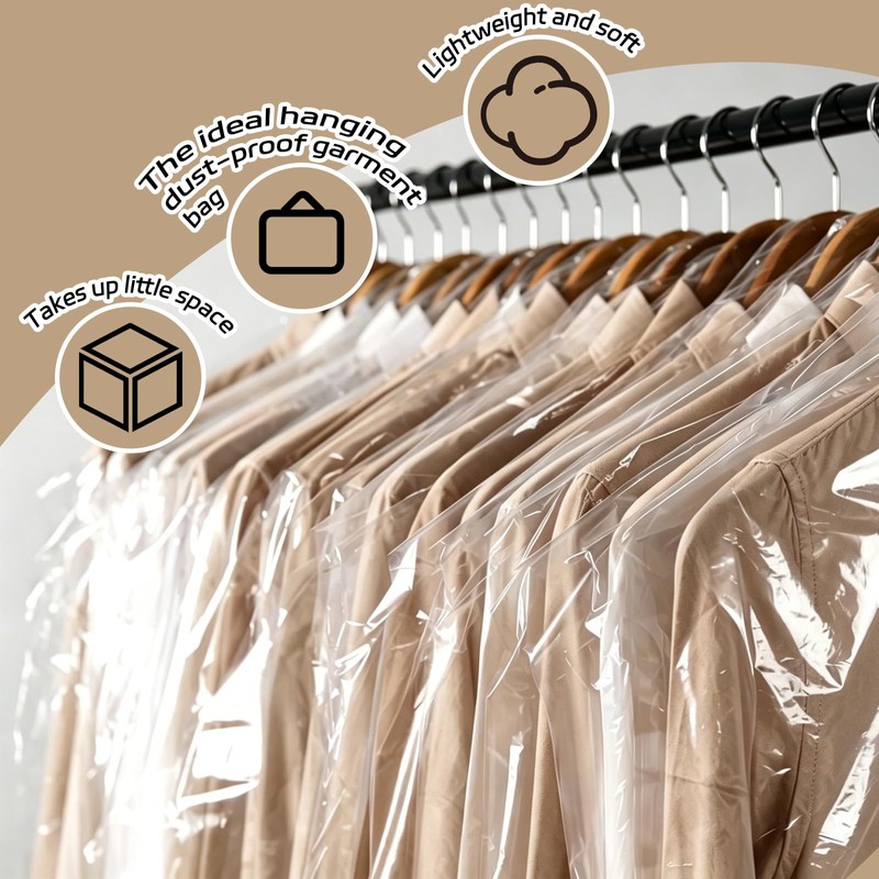 JIUBULUJIU 40 Pack Plastic Clothes Covers, 60 x 140cm Dry