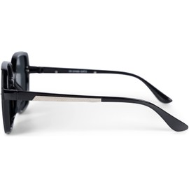 styleBREAKER 09020140 Women's Butterfly Sunglasses with Large Rectangular Polycarbonate Lenses Metal Decoration Oversize, Frame black / glass grey tinted