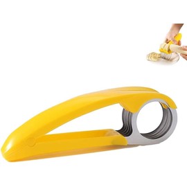 Yellow Food Manual Slicer, Stainless Steel Food Slicer, Banana Strawberry Cucumber Carrot Egg Vegetable Fruit Multifunctional, Handheld Portable Peeling, Grating and Slicing Tools