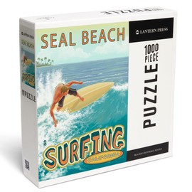 Seal Beach, California, Surfer Tropical (1000 Piece Puzzle, Challenging Jigsaw Puzzle for Adults, Made in USA)
