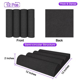 TroyStudio Thick Acoustic Foam Panels, 12 X 12 X 2 Inches 12 Pcs Circle Sound Absorbing Foam, Dense Soundproof Padding Tile, Recording Studio Absorber, Decorative 3D Wall Ceiling Panel