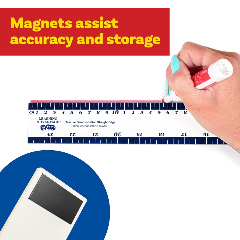 LEARNING ADVANTAGE Magnetic Dry Erase Straight Edge - 24” -