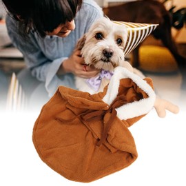 Qukaim Dog Christmas Reindeer Cosplay Coat Cute Dog Christmas Elk Costume, Soft Warm Loose Dog Hoodie Coat for Small Dogs, Reindeer Cosplay Outfit, XL Size, Festive Pet Apparel