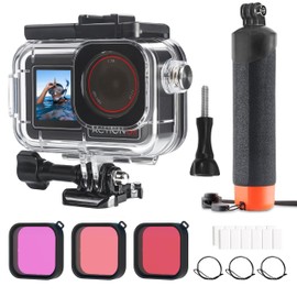 FitStill 164FT/50M Waterproof Case & 3 Filters & Floating Hand Grip Set, Compatible with DJI Osmo Action 5 Pro/Action 4/Action 3, Snorkeling, Surfing, Wakeboarding, Protective Case, Accessory Set
