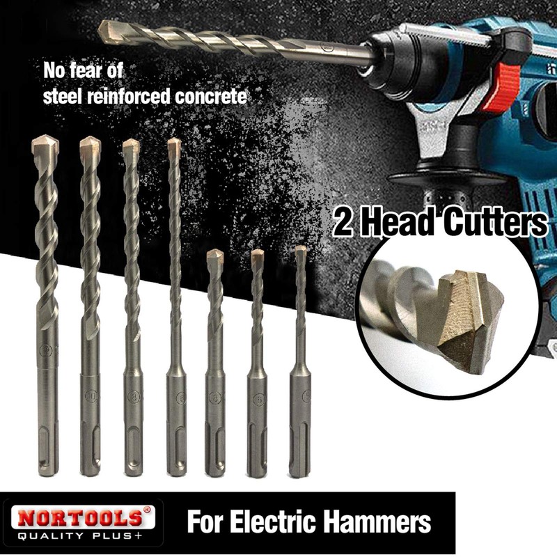 NORTOOLS Rotary Hammer Drill Bit Sets 7 PCS SDS Plus