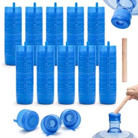 Jucoan 100 Pack Water Bottle Caps, 55mm 3&5 Gallon Non Spill Water Jug Caps, Replacement Snap On Caps for Water Dispenser Jugs, Includes 1 Wood Stick for Easy Remove