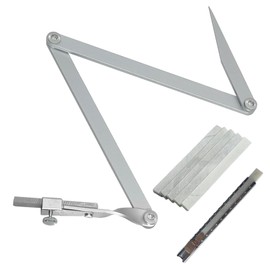 Contour Radius Marker - Up to 8" Radius, Aluminum Radius Marker with 5 Soap Stone & SoapStone holder, Foldable Pocket-Size Standard Radius Marking Tool