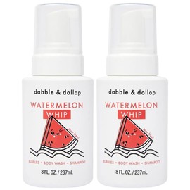 Dabble & Dollop Watermelon Body Wash - All-Natural, Tear-free, Foaming Whip 3-in-1 Shampoo & Bubble Bath, Made in the USA, No Artificial Fragrance, Colors or Dyes (8oz, Pack of 2)