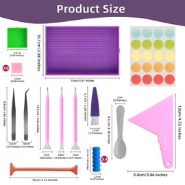 5D Diamond Art Tool Kit, 24Pcs Upgrade Diamond Painting Accessories Set, Stackable Diamond Art Trays Kits, DIY Diamond Art Accessories Kits with Point Drill Pen, Diamond Art Pens Set for Adults Kids