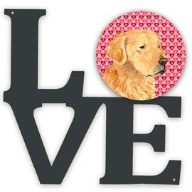 Caroline's Treasures Golden Retriever Hearts Valentine's Day Metal Artwork Love Wall-Decor, Multicolor