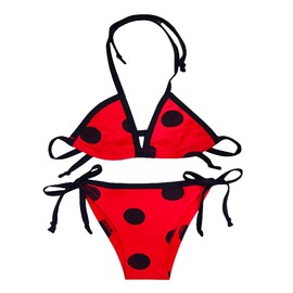 Dressy Daisy Traje de baño de Ladybug Mariquita para niñas, Bikini triangulo de Lunares Rojos, Talla 4 Años