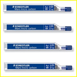 STAEDTLER Mars micro carbon 250 0.7mm 2B - Pencil lead refills - 4 Tubes / Packs (48 Leads) 2B