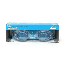Leader Swim Goggles Relay Silver Clear Hypo-Allergenic, Adult Regular Fit