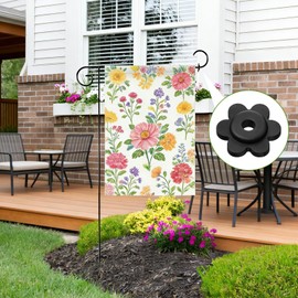 Qulkws 10 Pieces Garden Flag Stoppers Flag Pole Rings for Flags Pole Holder Black Flower Shape Flags Stoppers for Indoor Outdoor Small Yard Use