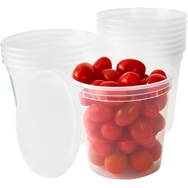 Recipientes de plástico de grado Deli sin BPA de 24 onzas con tapas, 12 unidades Contenedor de porción de microondas a prueba de fugas para pedidos arete, preparación y almacenamiento de alimentos. Tazas reutilizables para llevar para restaurante, café y
