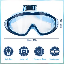 Fonyet Beschlag Children's Diving Goggles HD Swimming Goggles with Earplugs and Adjustable Headband for Children 3-15 Years, Wide Angle Diving Mask, UV Protection (Blue)
