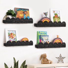 AELS - Estantería festoneada para guardería, juego de 4, estante de repisa para decoración de pared, estantes flotantes de fibra natural tejida para l