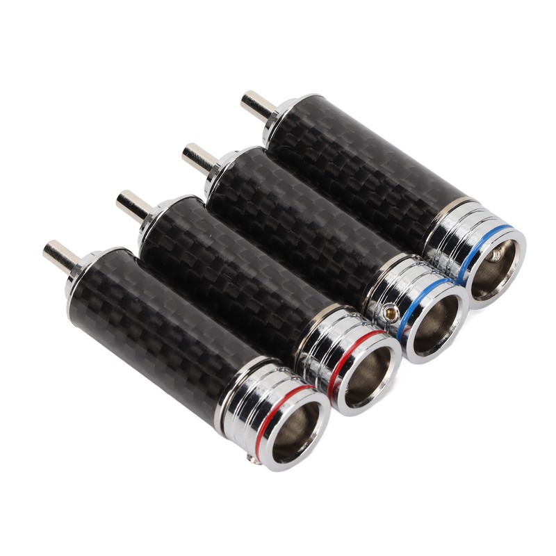 4Pcs RCA Sound Plug Carbon Fiber Chrome 8mm Wire Diameter