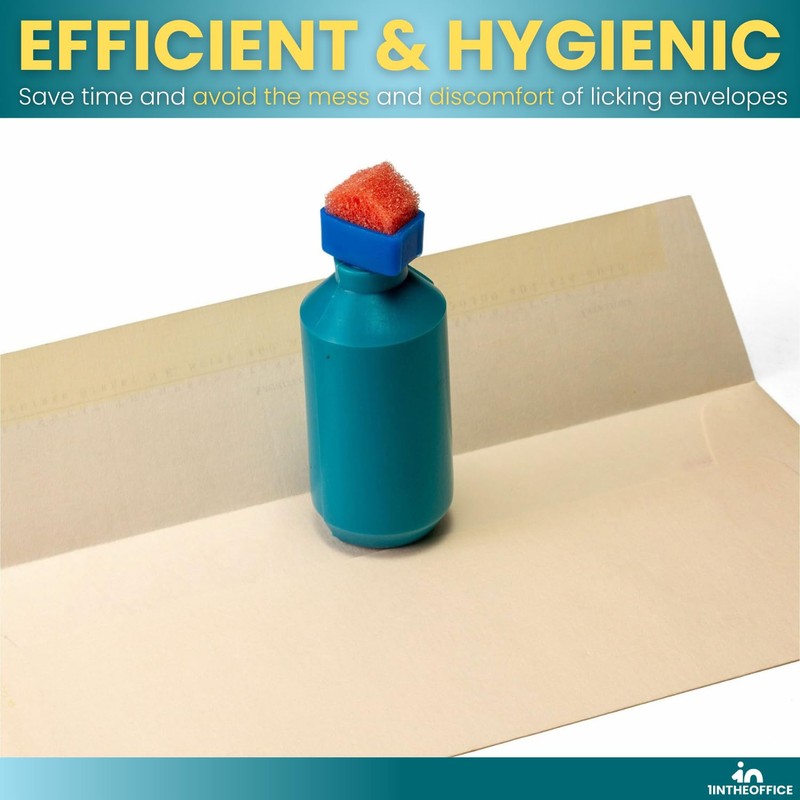 1InTheOffice Envelope Moistener, Envelope Sealer Bottle Wedge Sponge, Tipped Squeeze