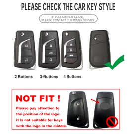 ontto Zinc Alloy Car Key fob Cover Fit for Toyota Yaris Aygo Avensis Hilux Highlander Crown Camry Collara Reiz Scion Keyring Folding Key Case Shell Holder Bag Keychain Accessories 3 Button Black