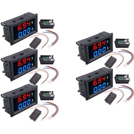 5pcs DC Voltmeter Ammeter Blue 100V 10A + LED Red Digital Voltmeter Double Amplifier Caliber