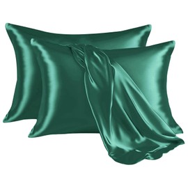 Hafaa Satin Emerald Pillow Cases 2 Pack Soft as Silk Pillowcase for Hair and Skin with Envelope Closure Design Standard Size (50x75 cm) Pillow Cases, Gifts for Women