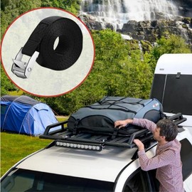 Lashing Straps 5 m, Lashing Strap 25 mm Wide Lashing Straps Long Tie Down Strap with Clamping Lock, Adjustable Lashing Straps for Motorcycle Luggage Packages Camping (Black)
