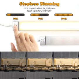 VST Under Cabinet Lighting Kit Plug in,Wired 3Pcs (16.5 inch/420mm) Wired Dimmable Ultra-Thin LED Lights with Touch Control, Super Bright for Kitchen Counter Closet Shelf Lights(Warm White 3000K)