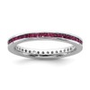 Solid 925 Sterling Silver Stackable Created Ruby Ring Eternity Band
