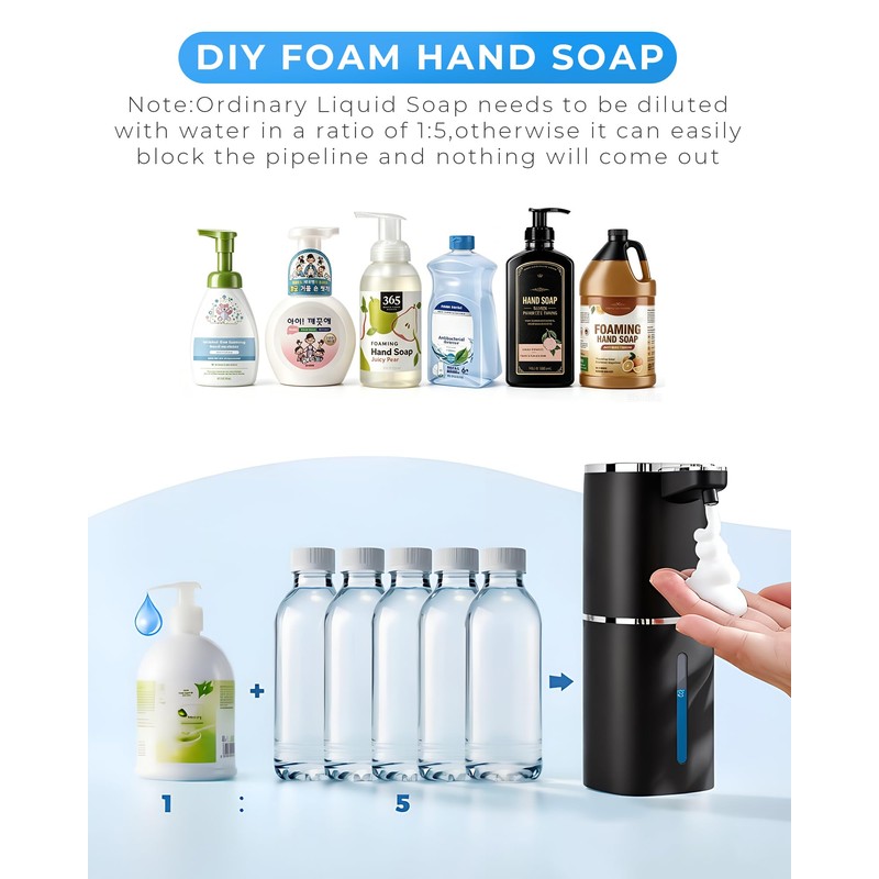 Automatic Foaming Soap Dispenser Touchless, USB Rechargeable