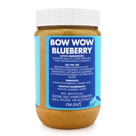 BUDDY BUDDER Bow-Wow Blueberry (probiotic + prebiotic), 100% Natural Dog Peanut Butter, Healthy Peanut Butter Dog Supplement, Made in USA (17oz Jar)