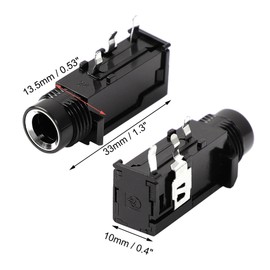 uxcell 10 Pcs 1/4" 6.35mm Headphone Mono Jack 3 Pins PCB Panel Mount Socket Thread Lock Audio Connectors Stereo Headphone Socket for DIY Replacement AV Car Audio MP3 Player, Black