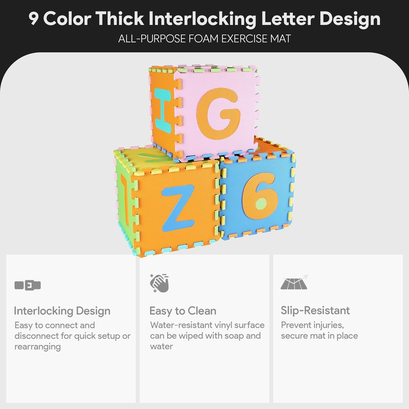 BalanceFrom Kid's Puzzle Exercise Play Mat with EVA Foam Interlocking