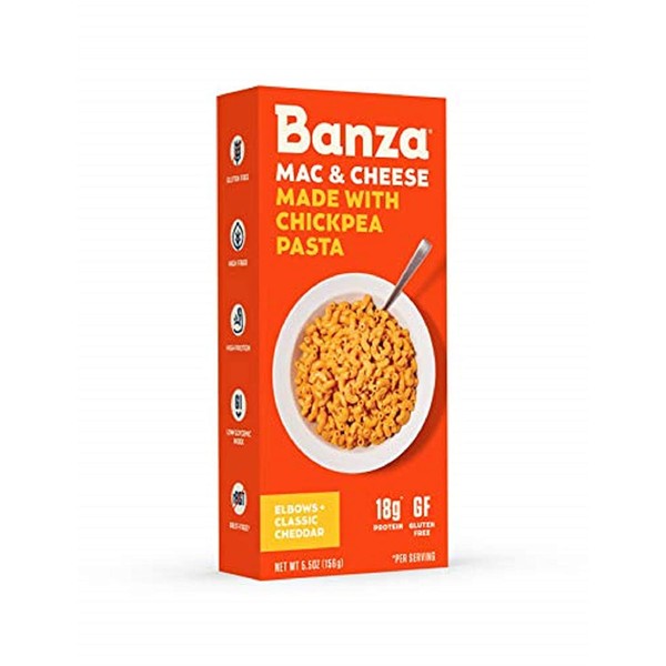 BANZA Chickpea Mac and Cheese, Elbows and Classic Cheddar, 5.5 Ounce (Pack of 6)
