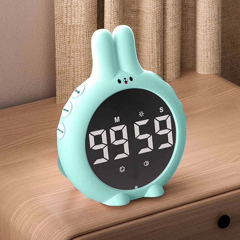 Kids Timer Night Light Cute Cartoon Rabbit Digital Countdown Timer