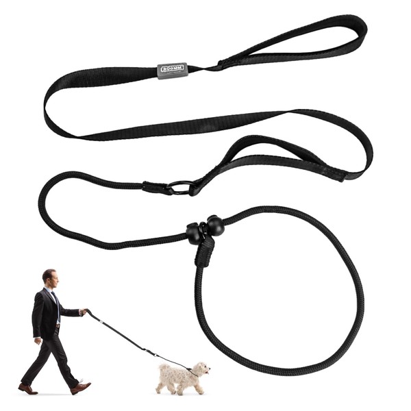 Dog Slip Lead with Sliding Rubber Collar Adjustable 1.7m Lightweight