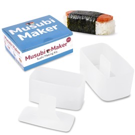 IMPRESA Musubi Maker Kit - Non-Stick Musubi Press & Rice Press Mold - Versatile Rice Mold for Onigiri & Sushi Bites - Food-Safe BPA-Free Plastic for Sushi Making Kit - Pack of 2, Medium, White